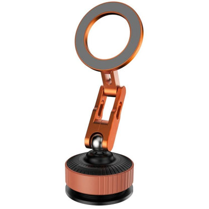 Car dashboard phone holder with magnetic base and orange suction mount ring