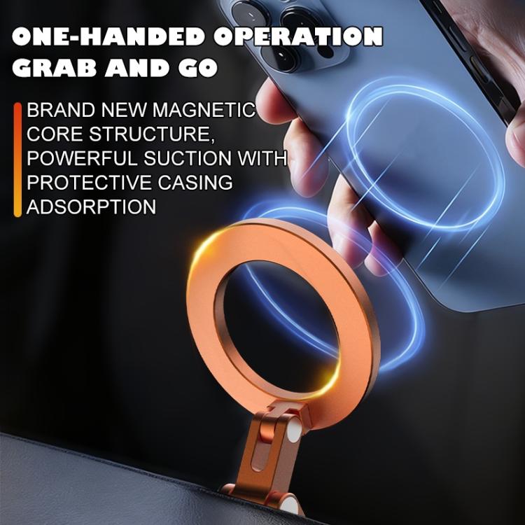 Orange ring-style magnetic phone mount with suction base for dashboard