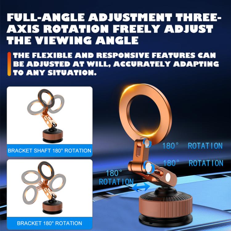 Orange magnetic phone holder on suction base with adjustable mount arm