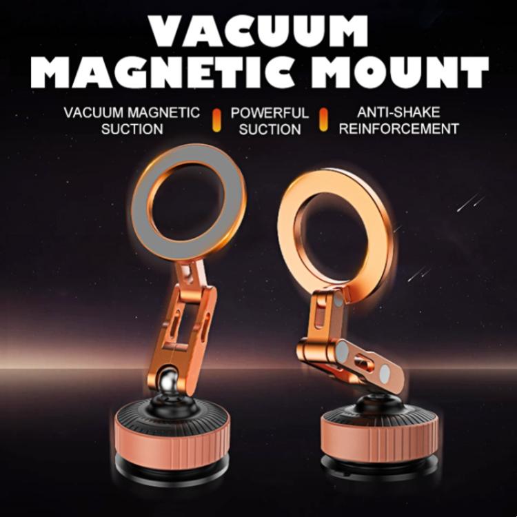 Pair of orange magnetic vacuum mount phone holders on suction bases