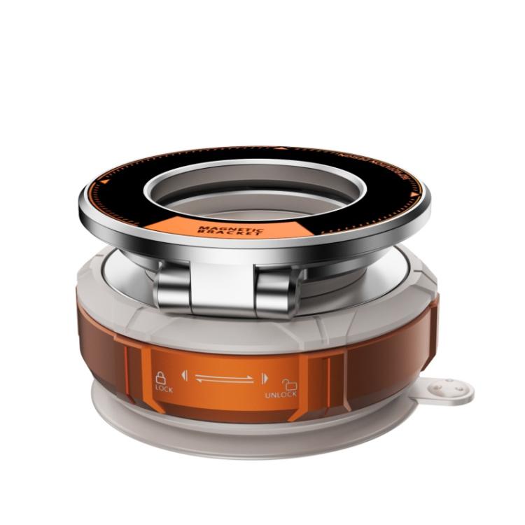 Dashboard magnetic phone holder with suction cup base and metal clamp arm