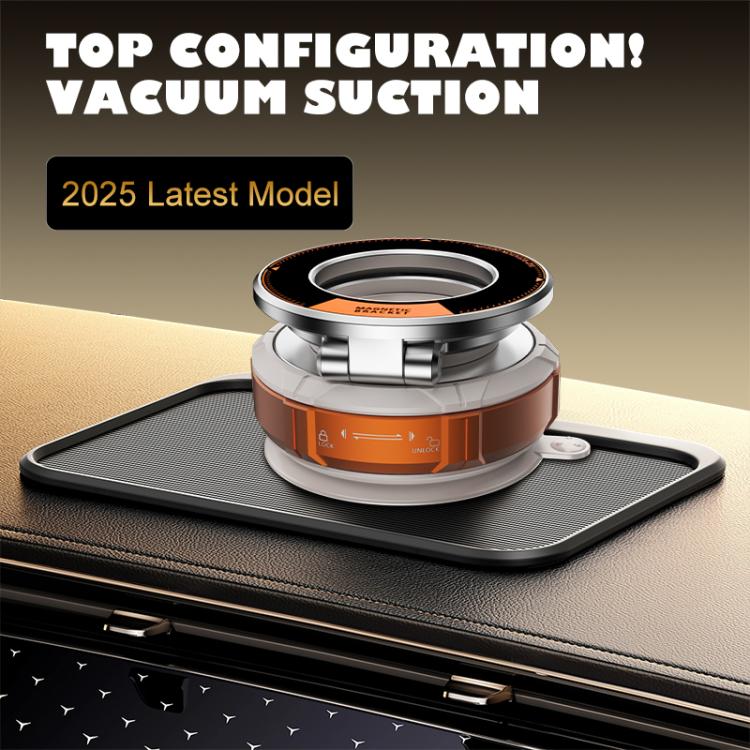 Magnetic car phone holder dock on dashboard base with ring clamp