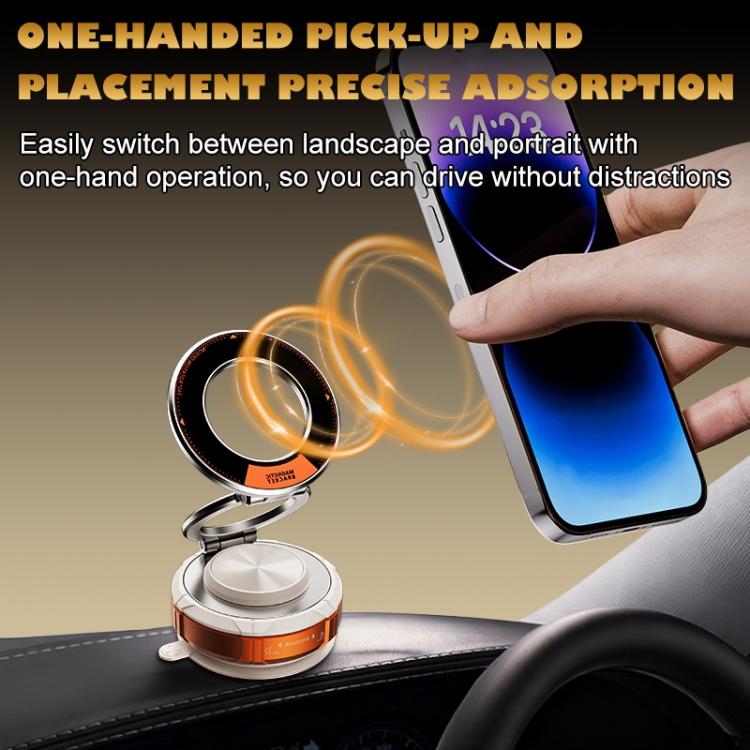 Magnetic car phone holder with suction base and ring magnet pickup