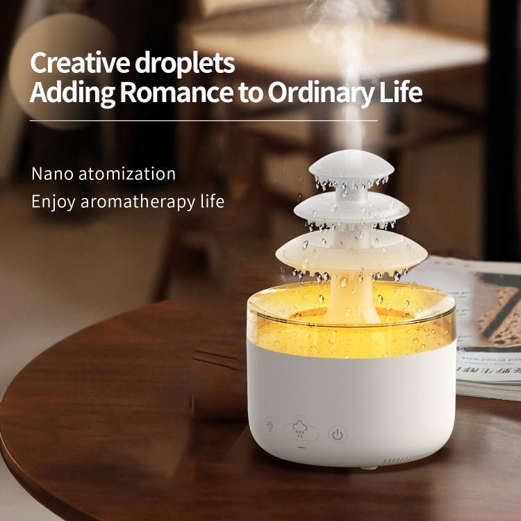 Three-color ultrasonic humidifier diffuser with white base and yellow-amber water