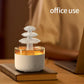 Three-color ultrasonic humidifier diffuser with white base and amber-lit water tank