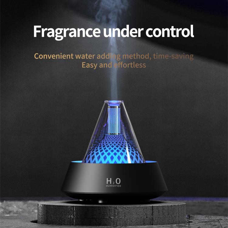 Glittering humidifier diffuser with blue light glow and black base