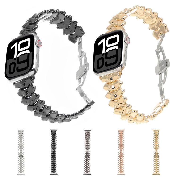 Dragon spine watch bands in black and gold, with color swatches below