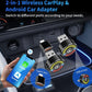 2-in-1 wireless CarPlay and Android Auto car adapter with dual USB plugs