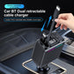 Car BT dual retractable cable charger with two connector tips and digital screen