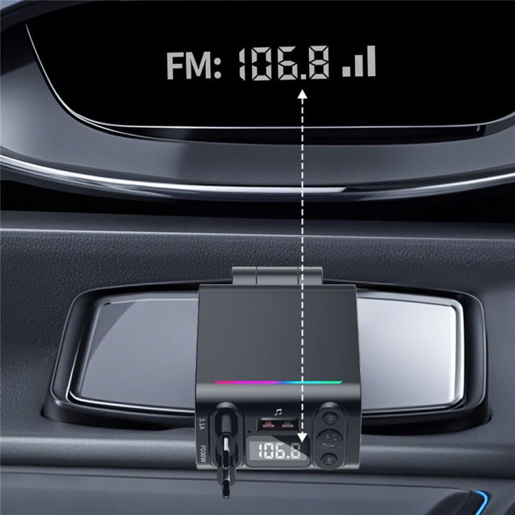 Car cigarette lighter Bluetooth charger adapter with retractable cable and FM display
