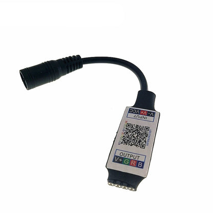 Mini RGB Bluetooth LED strip controller with black cable and output connector module