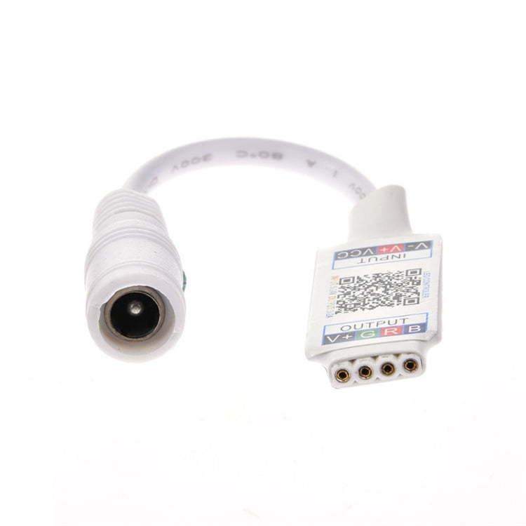 White mini RGB Bluetooth controller with round DC plug and output connector ports
