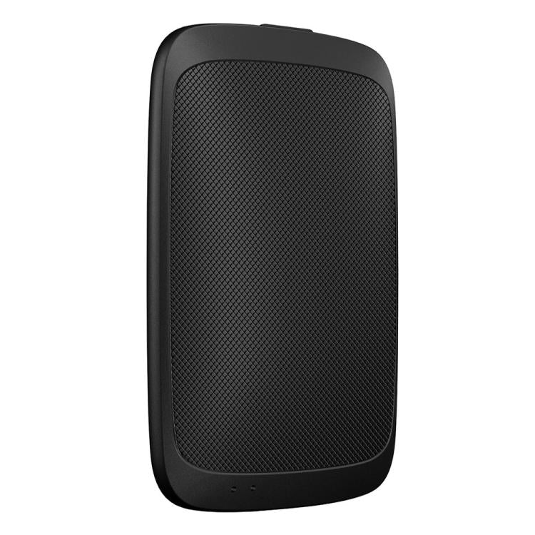 Black wireless car adapter box with textured front panel