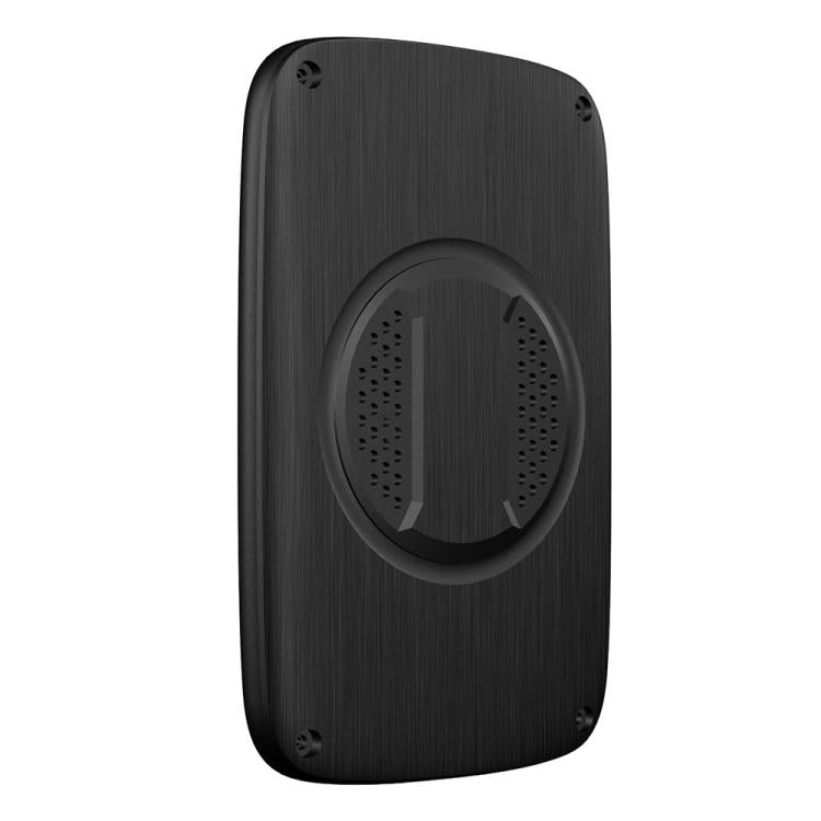 Black car adapter box back with circular grille and mounting screw holes