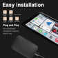 Black wireless car adapter box with connected cable for easy installation