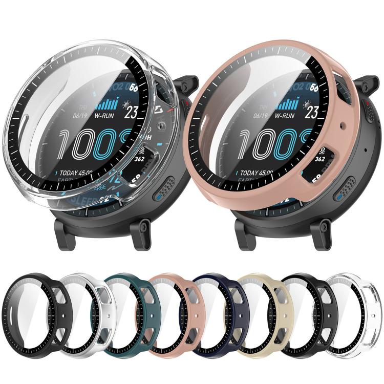 Tempered Glass Film Integrated PC Watch Protective Case, For Amazfit Active Max