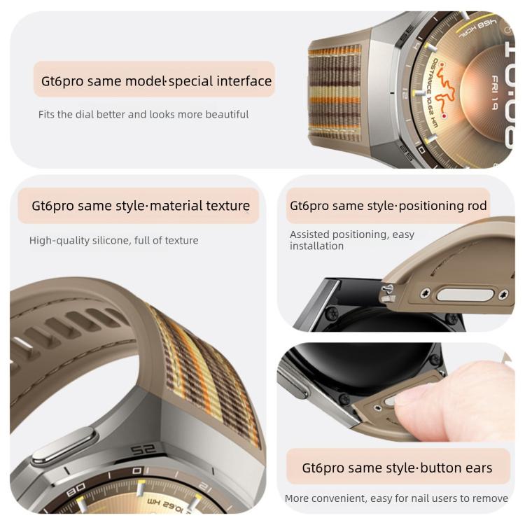 Push Button Composite Nylon Silicone Watch Band, For Huawei Watch GT 6 Pro