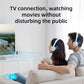 Wireless Bluetooth audio adapter used with over-ear headphones on couch