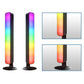 Two RGB desktop light bars with black bases, gradient light display illustration