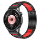 Multi-Faceted Rubber Inlaid Stainless Steel Watch Band, 22mm