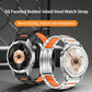 Multi-Faceted Rubber Inlaid Stainless Steel Watch Band, 22mm