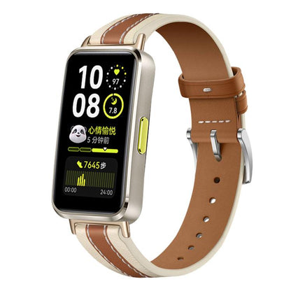 Composite Stitching Genuine Leather Watch Band, For Huawei Band 10 / 9 / 8