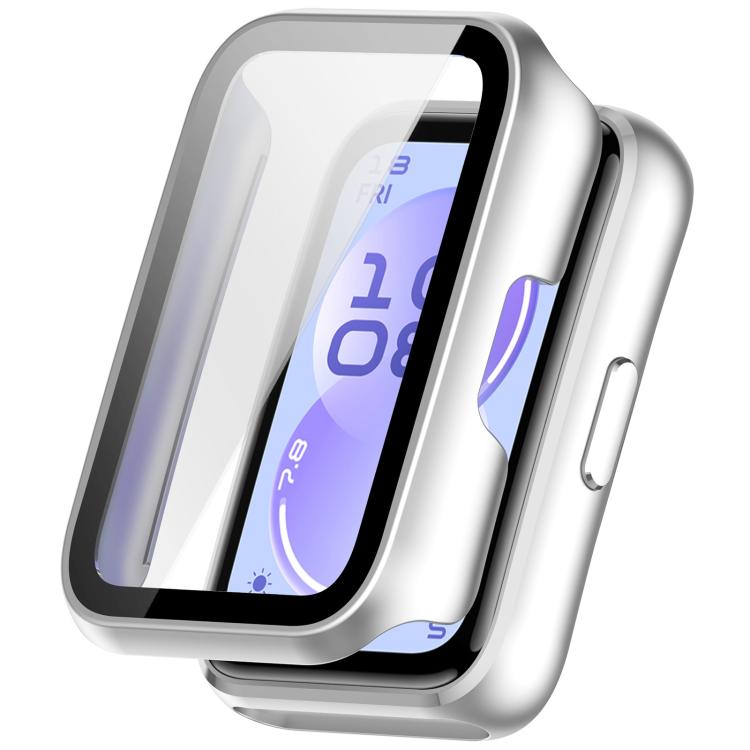 Matte silver watch protective case with integrated screen protector