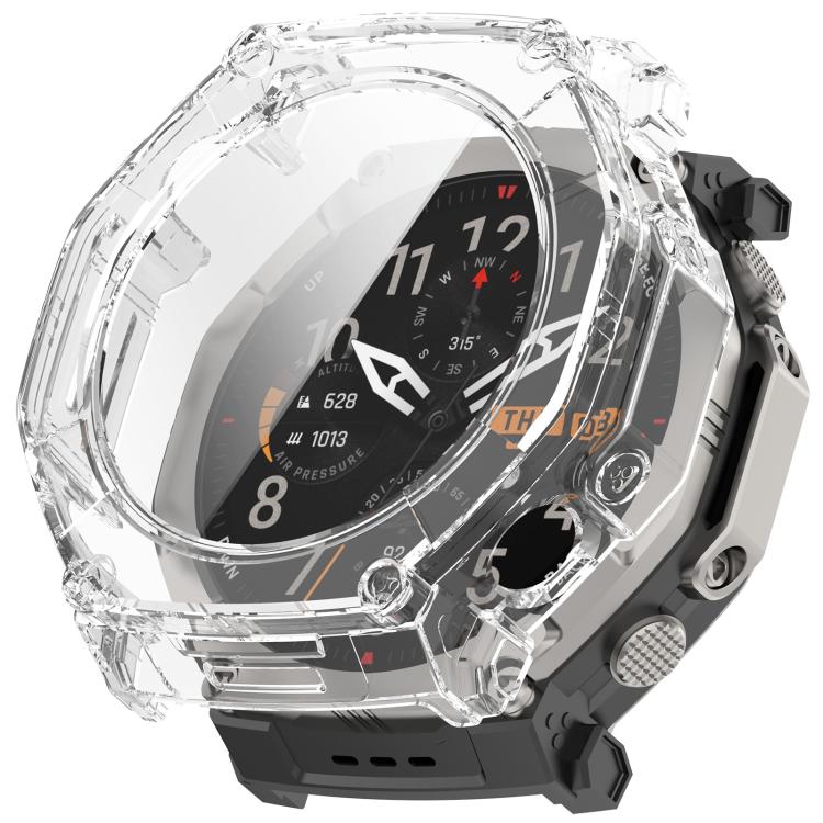 Clear watch protective case with integrated screen protector and reinforced bezel