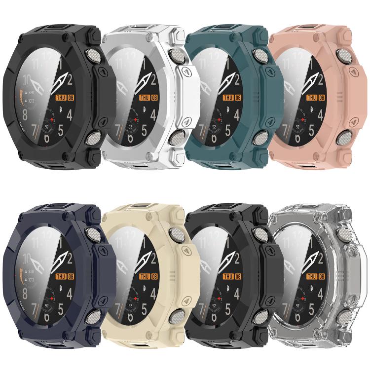 Watch cases shown from the front in eight colors, with integrated screen protectors