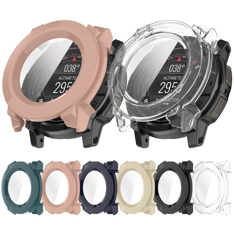 Tempered Film Integrated PC Watch Protective Case, For Garmin Instinct 3 AMOLED / Solar 50mm, For Garmin Instinct 3 AMOLED / Solar 45mm