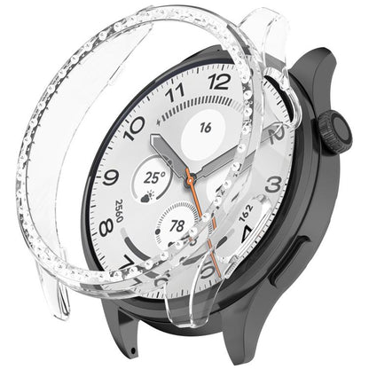Single Row Diamond Half Coverage Hollow PC Watch Protective Case, For Xiaomi Watch S5 46mm