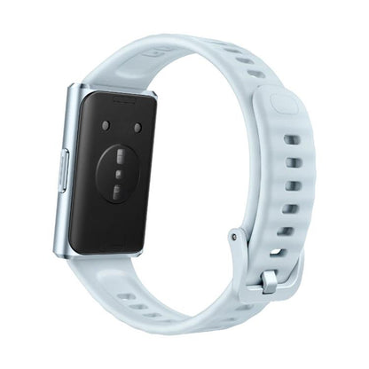 Light blue fluororubber watch band with quick-release buckle and adjustment holes