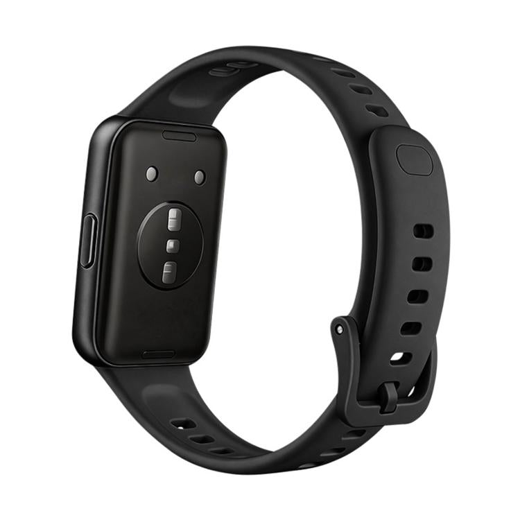 Black watch band with a smooth fluororubber strap and quick-release buckle