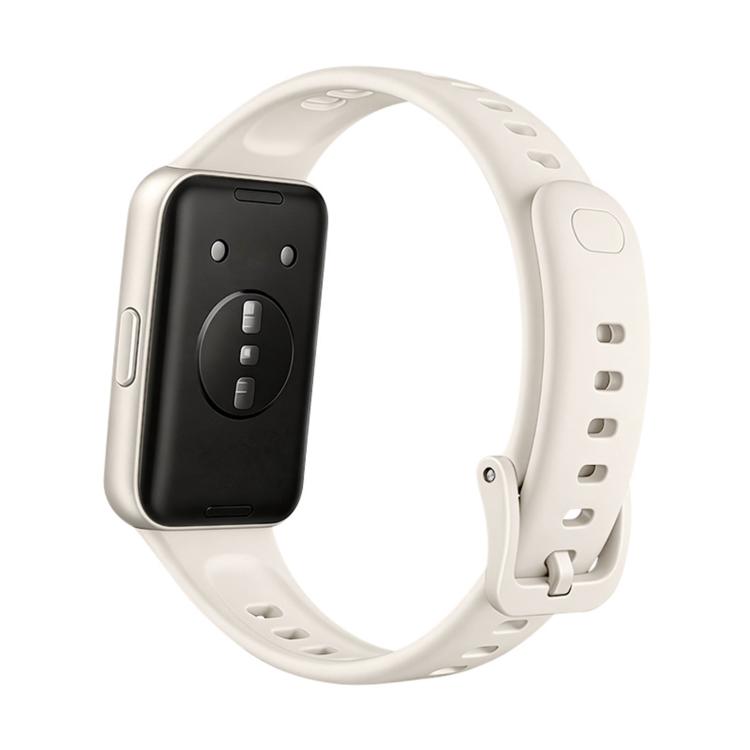 White fluororubber watch band with quick-release buckle and adjustment holes