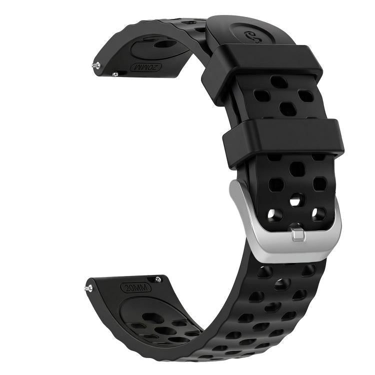 Perforated Wave Textured Silicone Watch Band, 20mm
