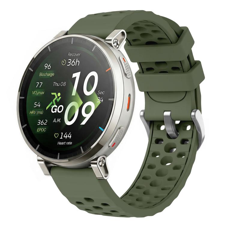 Perforated Wave Textured Silicone Watch Band, 20mm