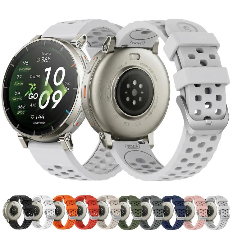 Perforated Wave Textured Silicone Watch Band, 20mm