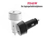 White and black car buck-boost charger set, USB-C ports visible