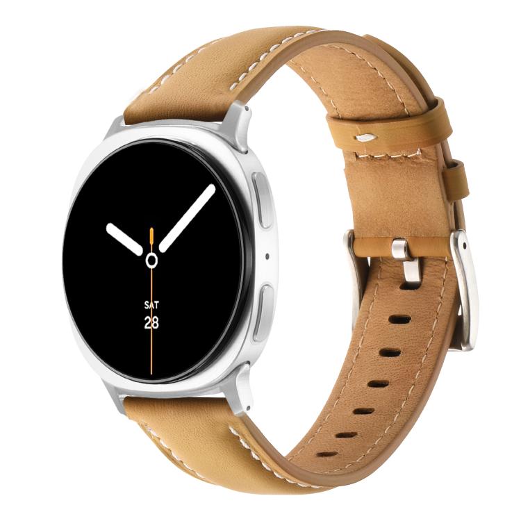 Pointed Tail Genuine Leather Watch Band, For Galaxy Watch9 / 8 / 8 Classic