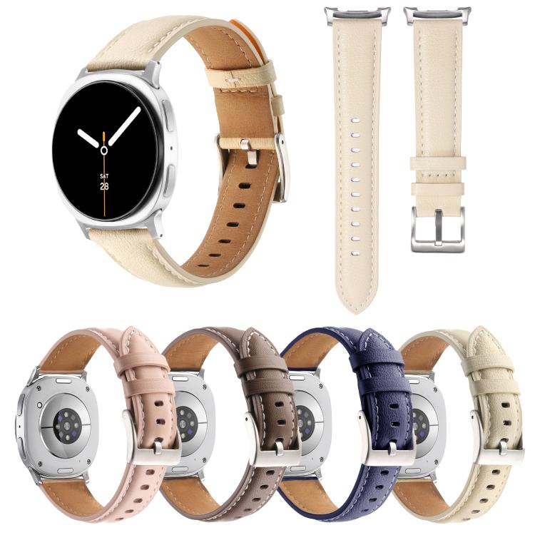Pointed Tail Genuine Leather Watch Band, For Galaxy Watch9 / 8 / 8 Classic