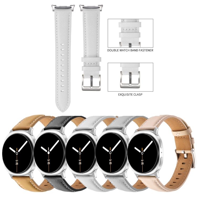 Pointed Tail Genuine Leather Watch Band, For Galaxy Watch9 / 8 / 8 Classic