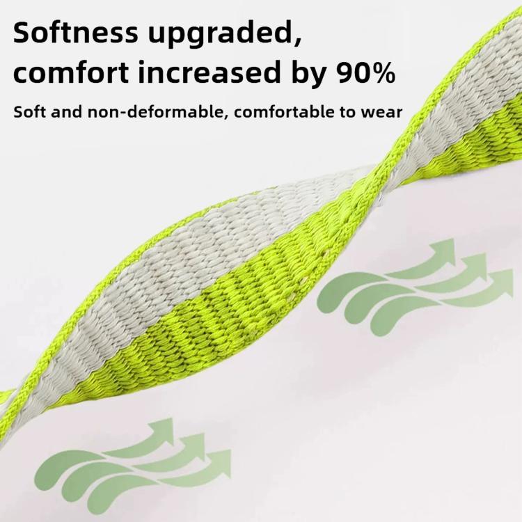 Close-up of lime green and white woven nylon watch band texture