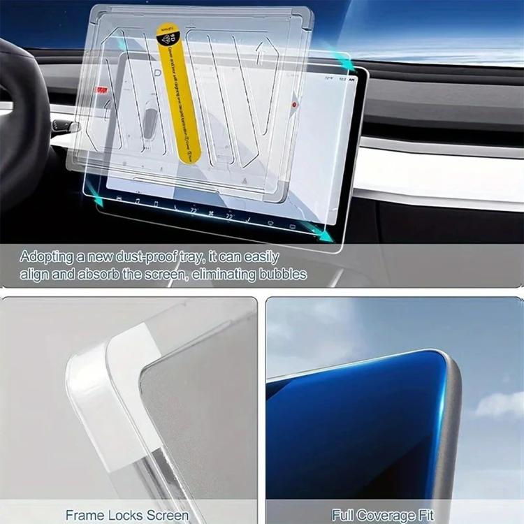Tempered glass screen protector frame alignment on car navigation screen