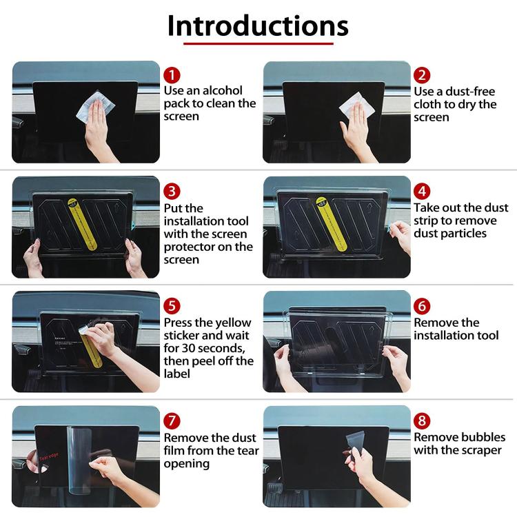 Car navigation tempered glass screen protector installation kit with cleaning and dust tools