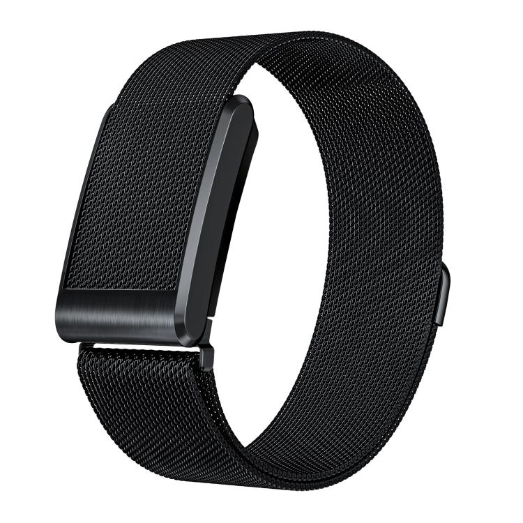Black Milanese mesh watch band with a magnetic clasp