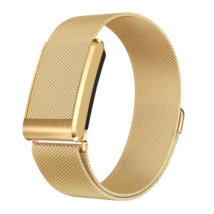 Gold Milanese mesh watch band with a magnetic clasp