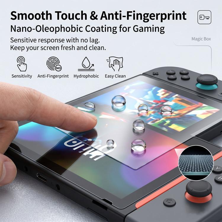 Tempered glass screen protector film for Nintendo Switch 2 with anti-fingerprint coating