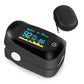 Black pulse oximeter with black protective storage pouch
