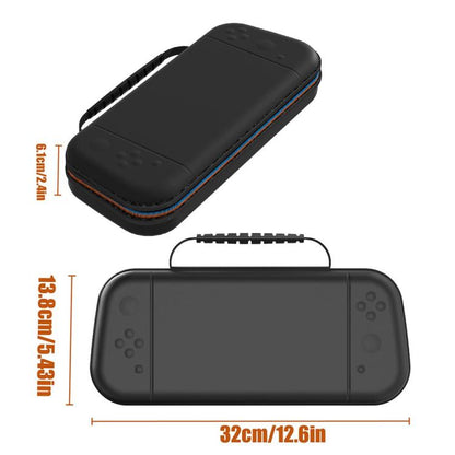Black PU portable travel case with handle and orange-edged protective shell for Switch