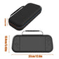 Black portable travel case with handle and controller-shaped interior cutout, orange trim